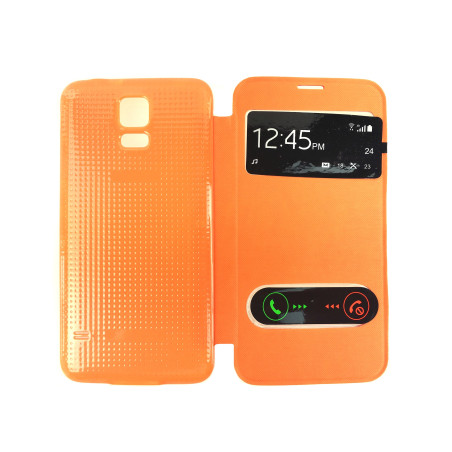 Flip cover cache batterie Orange Samsung Galaxy S5