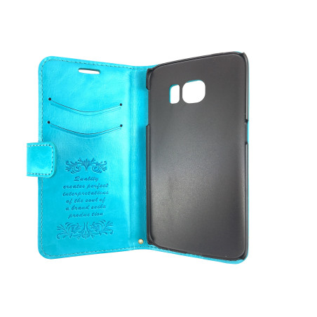 Etui cuir bleu ciel Samsung Galaxy S6 edge