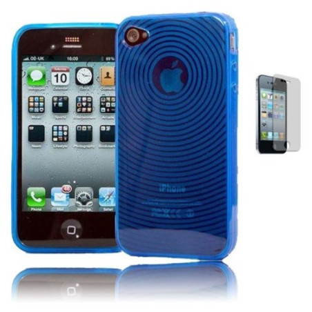 Housse silicone bleu iPhone 4/4S + Film offert!