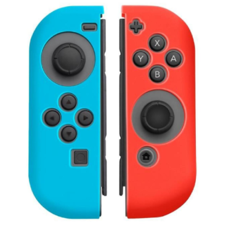 Protections silicone manettes Joy-Con Nintendo Switch bleu et rouge