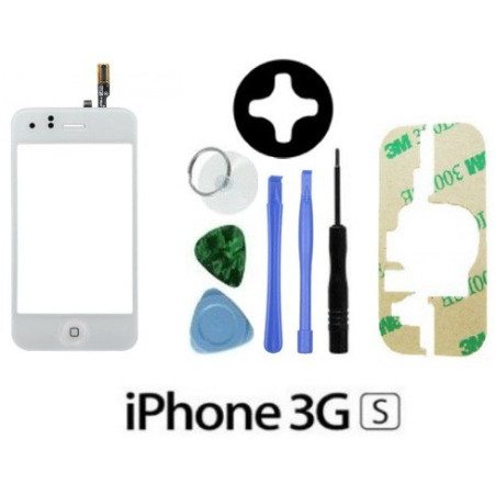 Vitre tactile blanche iPhone 3GS + scotch 3M et outils!