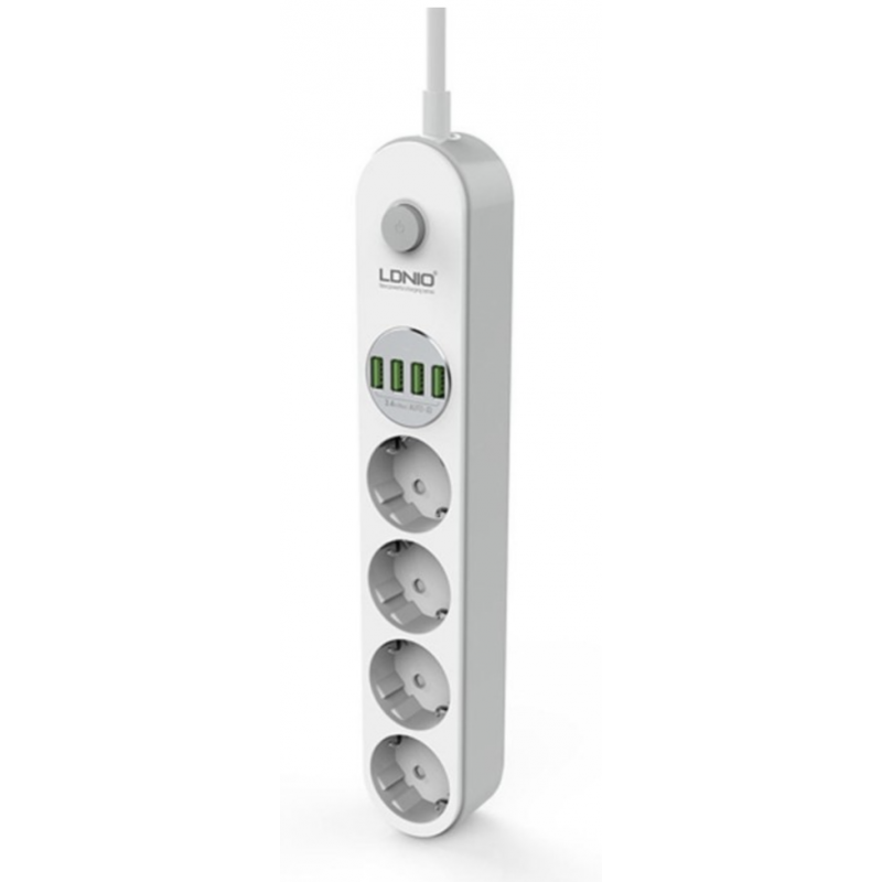 Multiprise 2 prises plus 4 ports USB 24A Câble 2m Antistatique Inkax Blanc  - Électricité et domotique - Achat & prix