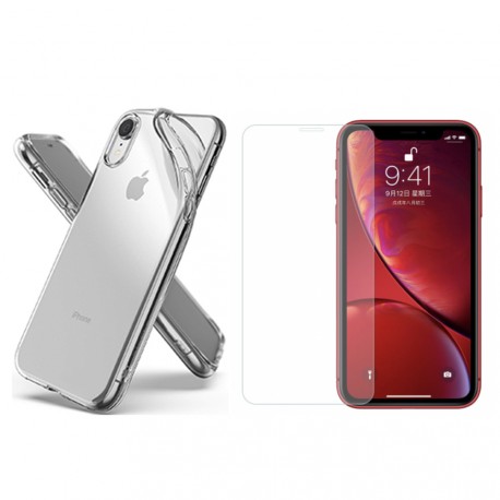 Pack coque silicone + film de protection iPhone XR