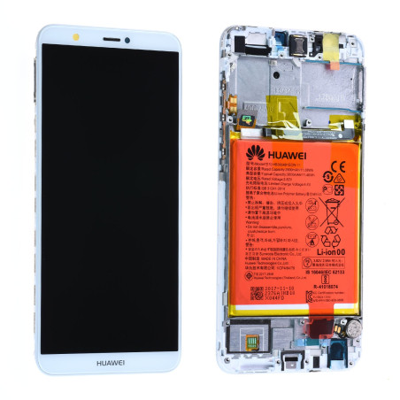 Ecran complet (châssis + batterie) Huawei P Smart Blanc d'origine