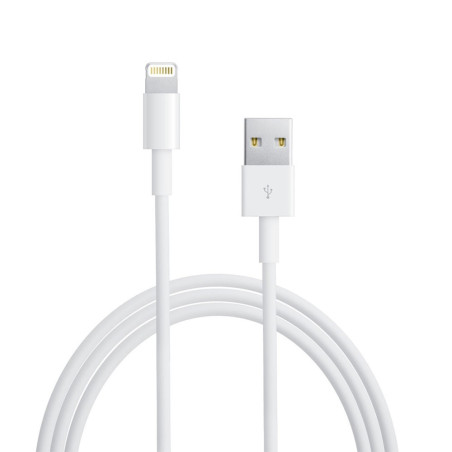 Prise double allume cigare + câble usb lightning blanc