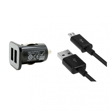 Kit charge allume cigare, micro-USB, 2,4 A, noir