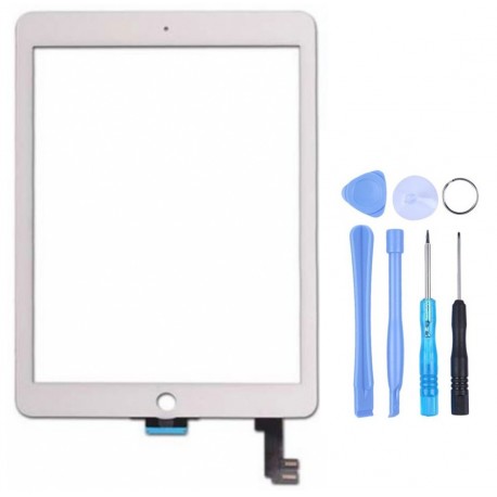 Kit de montage d'écran tactile pour iPad 6 Air 2 A1566 A1567 avec film  trempé, colle et outils, pas d'écran LCD (blanc)