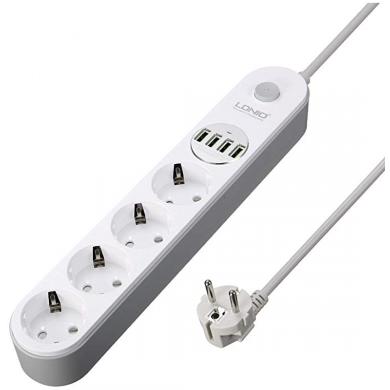 Multiprise 2 prises plus 4 ports USB 24A Câble 2m Antistatique