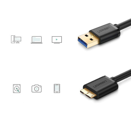 Câble USB 3.0 mâle A vers Micro B 1m