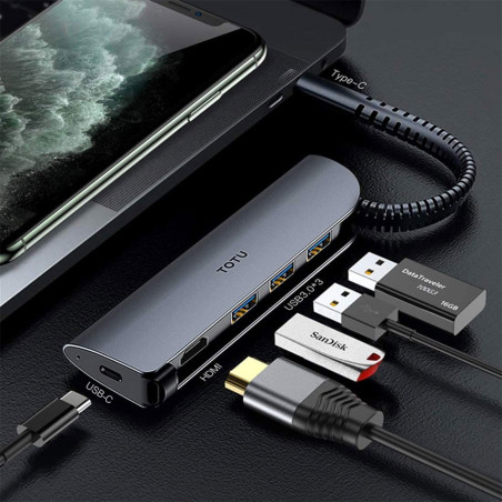 Hub USB-C 5 ports (3 x USB 3.0 + HDMI + USB-C)