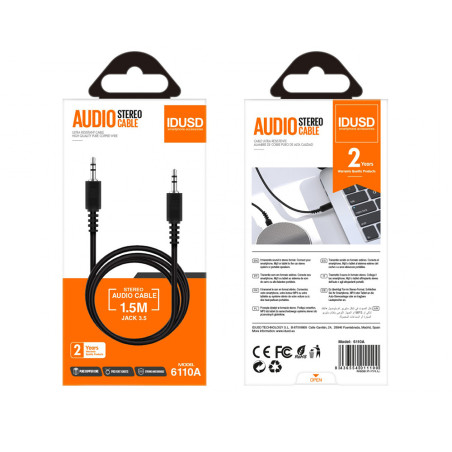 Cable jack to jack 3,5mm noir avec packaging