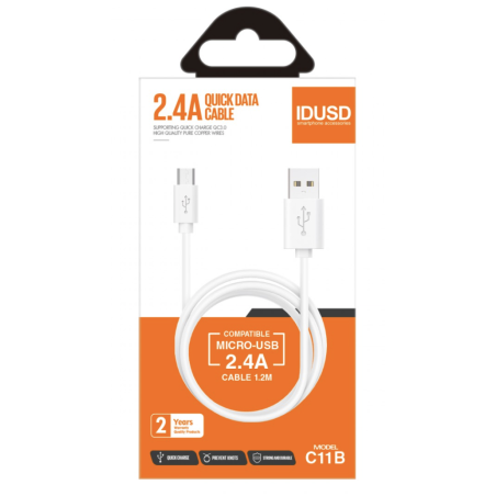 Câble micro USB Blanc 1,2m - IDUSD