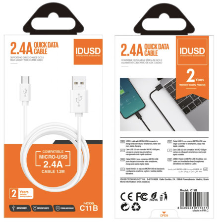 Câble micro USB Blanc 1,2m - IDUSD