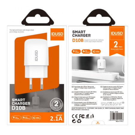 Prise secteur USB 10W Blanc - IDUSD