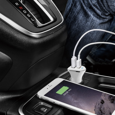 Kit chargeur voiture blanc + câble lightning - IDUSD