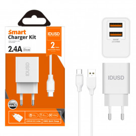 Chargeur complet Fast Charge USB-C 2m Blanc - IDUSD