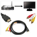 Câble HDMI mâle vers 3 RCA vidéo audio AV 1.5M