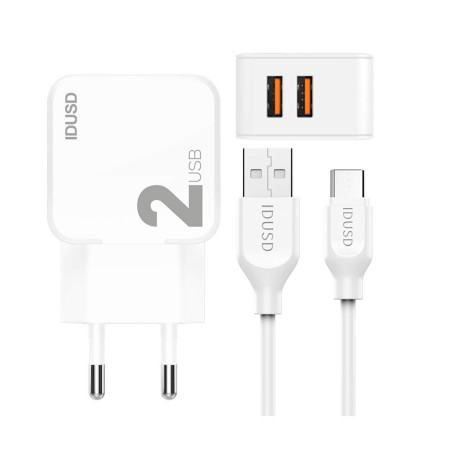 Chargeur complet Fast Charge USB-C 2m Blanc - IDUSD