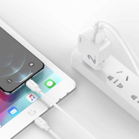 Prise secteur 2 ports USB + câble lightning 2m - IDUSD