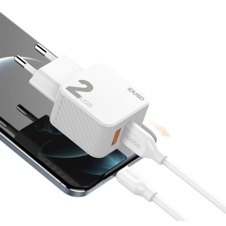 Prise secteur 2 ports USB + câble lightning 2m - IDUSD