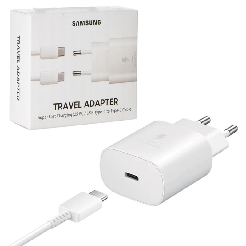 Chargeur secteur USB-C 25W, Technologie GaN - Produit officiel Samsung,  Blanc - Français