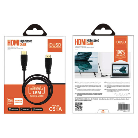 Cable HDMI 1.4 1,5mètres - IDUSD