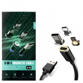 1 adaptateur + 1 câble magnétique de type C de charge rapide câble  magnétique micro USB câble magnétique 3 en 1 compatible avec IP chargeur  aimant