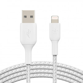 Câble USB Lightning tressé blanc 3m Belkin