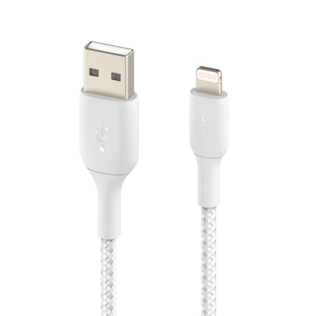 Câble USB Lightning tressé blanc 3m Belkin