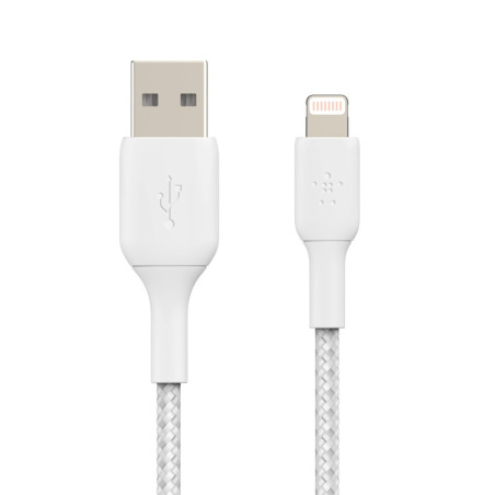 Câble USB Lightning tressé blanc 3m Belkin