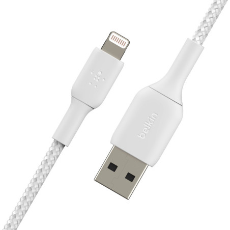 Câble USB Lightning tressé blanc 3m Belkin