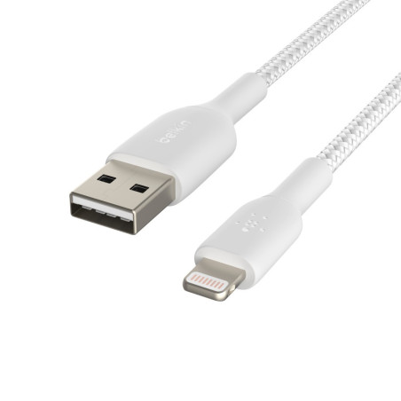 Câble USB Lightning tressé blanc 3m Belkin