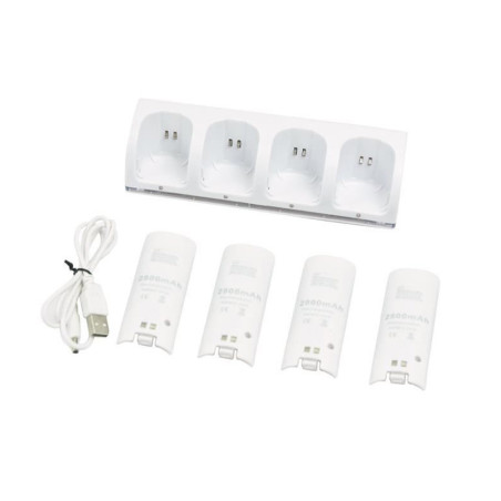 Station chargeur 4 manettes Nintendo Wii + batteries