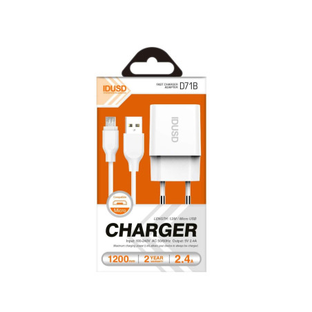 Chargeur fast charge micro USB blanc - IDUSD