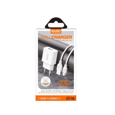 Chargeur fast charge micro USB blanc - IDUSD