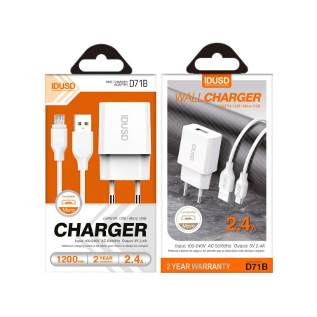 Chargeur fast charge micro USB blanc - IDUSD