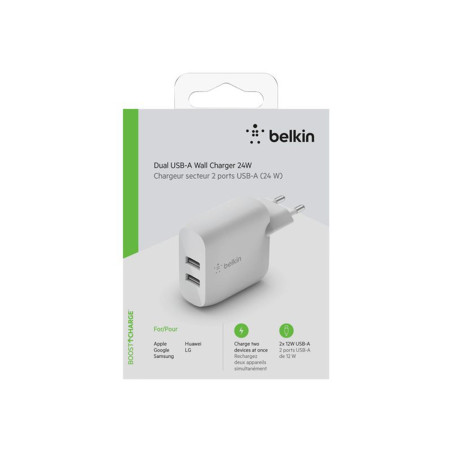 Prise secteur 2 ports USB 24W Belkin