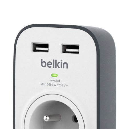 Prise murale parafoudre 2 ports USB Belkin