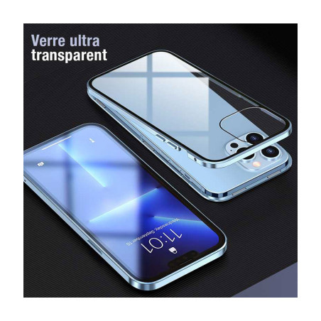 Coque intégrale magnétique iPhone 13 argent