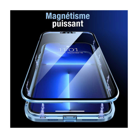 Coque intégrale magnétique iPhone Mini 13 argent