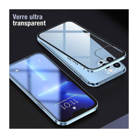 Coque intégrale magnétique iPhone 13 Pro argent