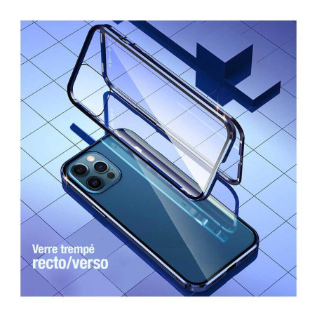 Coque intégrale magnétique iPhone 12 Pro Max argent