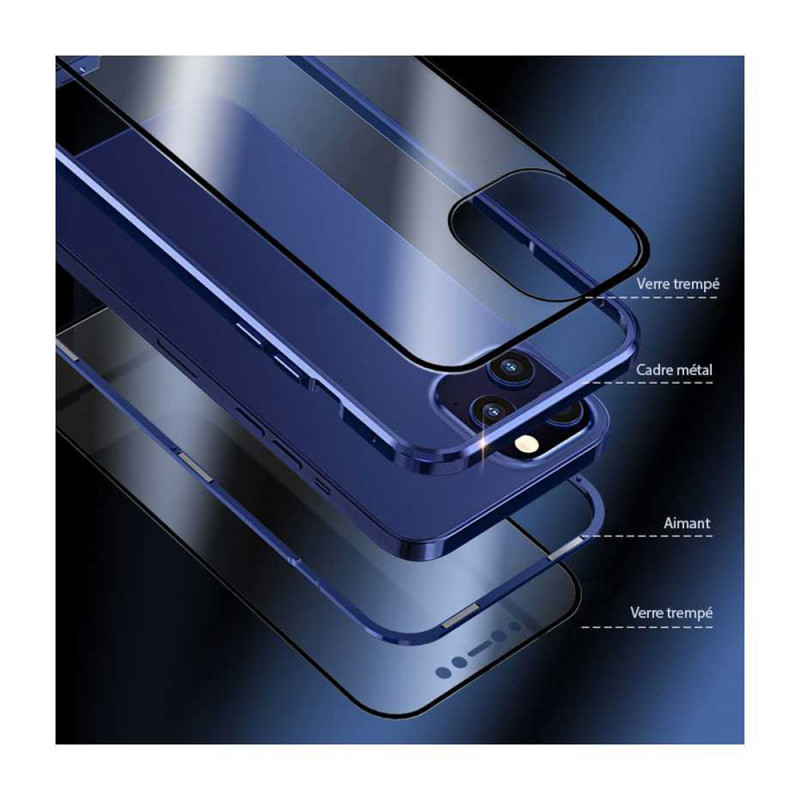 Coque intégrale magnétique couleur argent pour iPhone 13 Mini