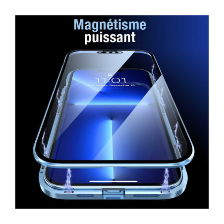 Coque intégrale magnétique iPhone 13 argent