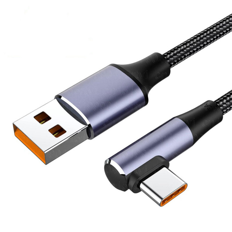 Câble USB-C coudé 100W, Résolution 4K + Transfert 20Gbps - Gris 50cm -  Français