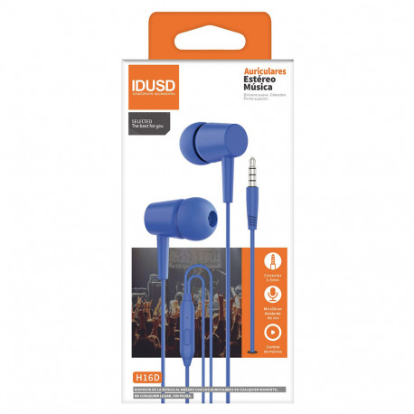 Ecouteurs intra-auriculaire métal bleu avec packaging