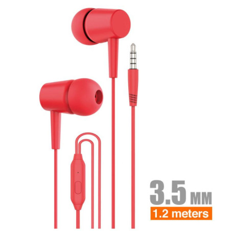 Ecouteurs intra-auriculaires métal rouge avec packaging