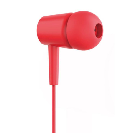 Ecouteurs intra-auriculaires métal rouge avec packaging