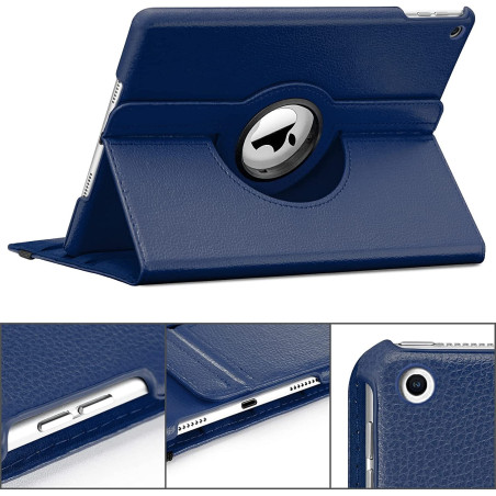 Etui cuir 360° Bleu Marine iPad 7 / 8 / 9 / iPad Pro 10,5"