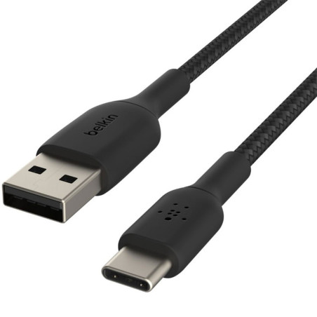 Câble tressé USB vers USB-C noir 15cm Belkin